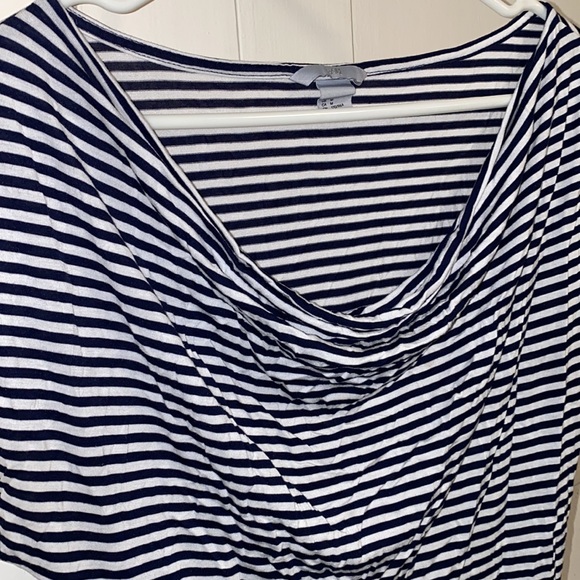H&M Medium Black White Stripe Boat Neck Short Sleeve Top - Picture 12 of 12